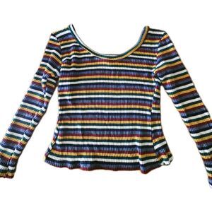 Star Cody Y2k Striped Half Shirt Longsleeve Size M